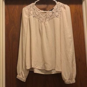 Tan/Cream colored blouse with lace